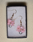 Glass Pearl & Butterfly Earrings