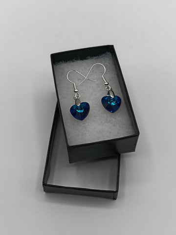 Small Blue Heart Earrings