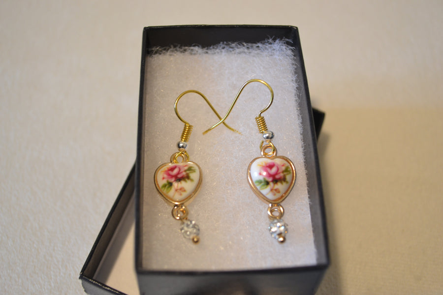 Heart Rose Earrings