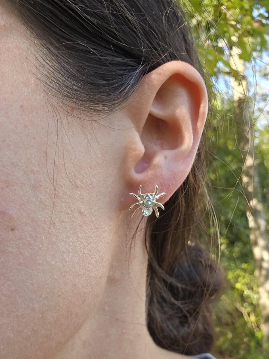 Titanium Plated Spider Stud Earrings