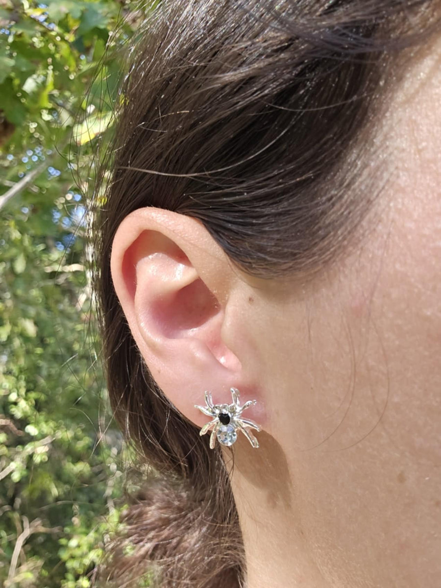 Titanium Plated Spider Stud Earrings