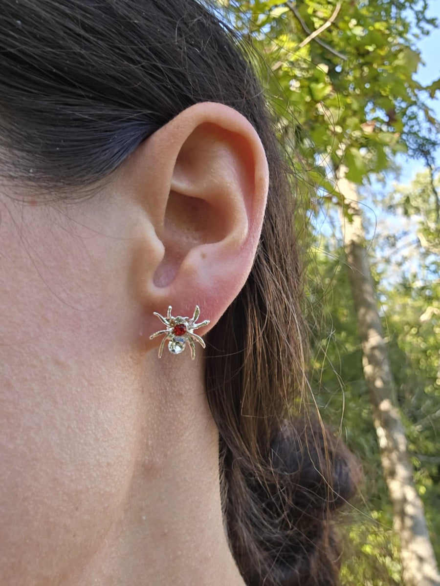 Titanium Plated Spider Stud Earrings