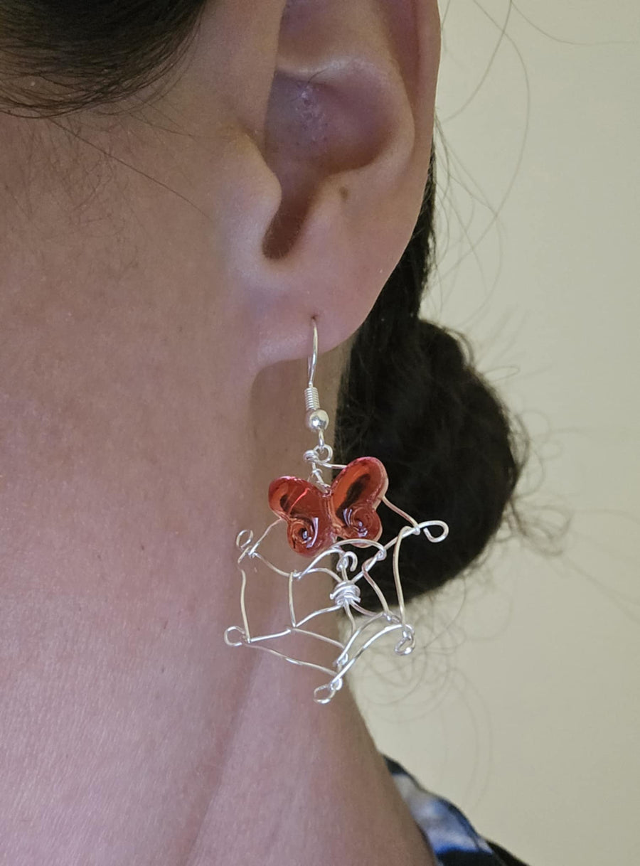 Spiderweb with Butterfly Earrings