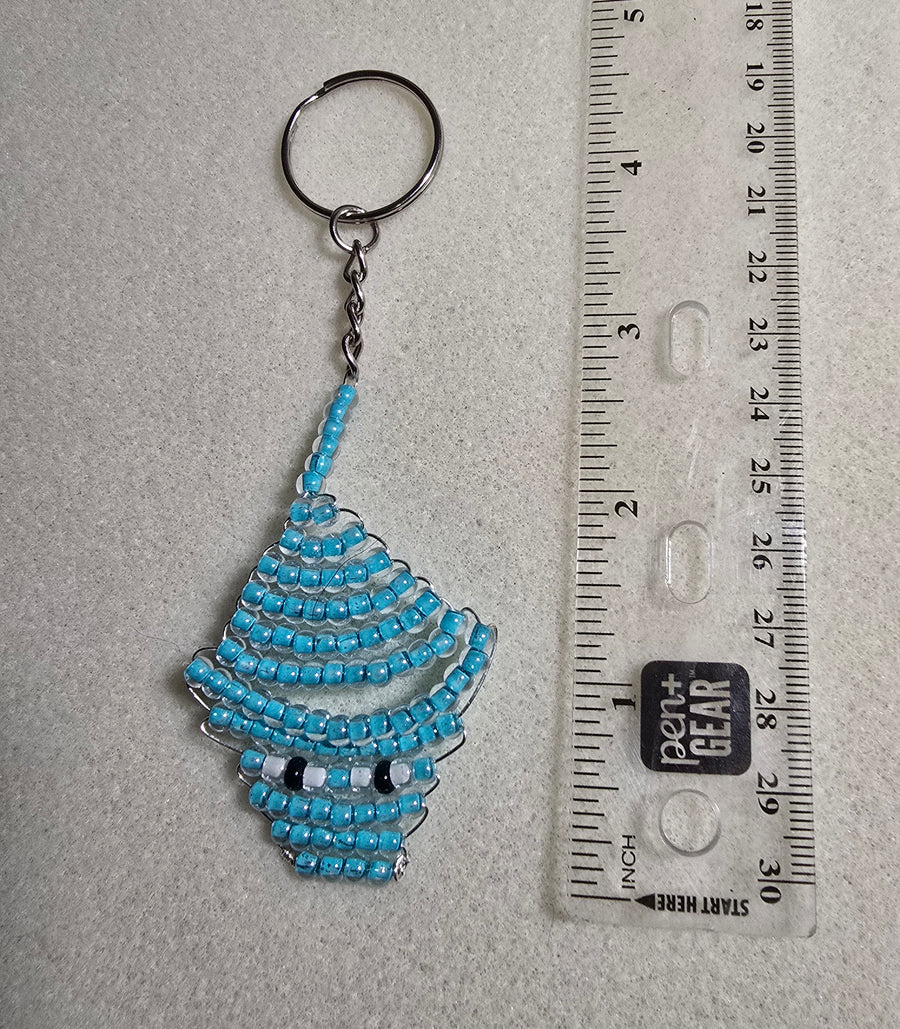 Hand Beaded Stingray Keychain
