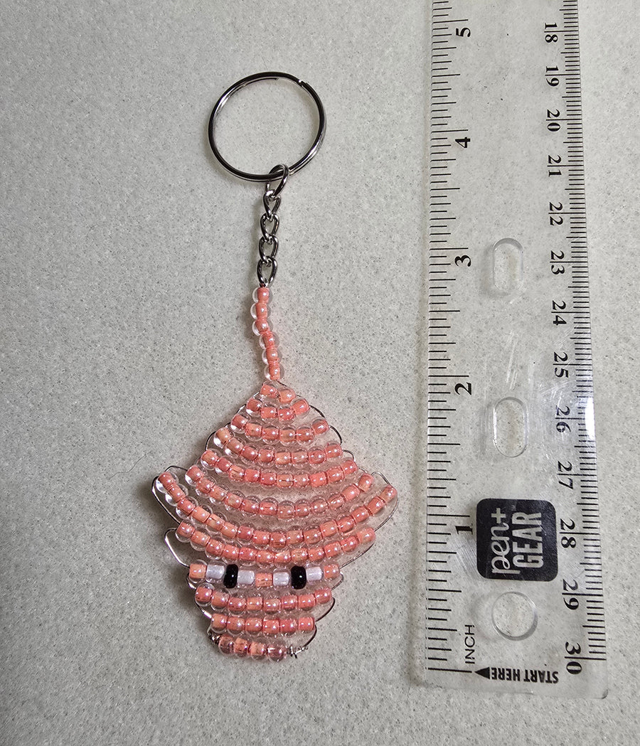 Hand Beaded Stingray Keychain