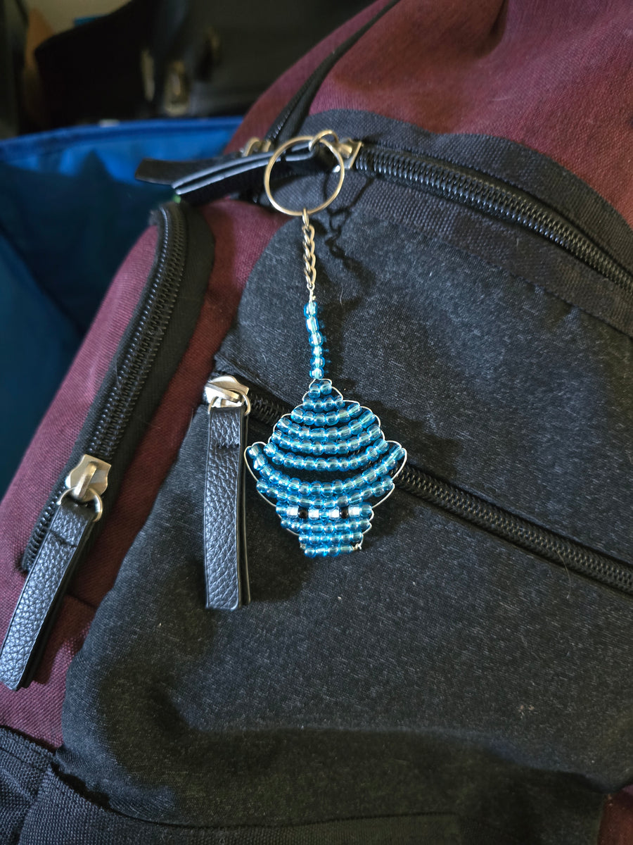 Hand Beaded Stingray Keychain